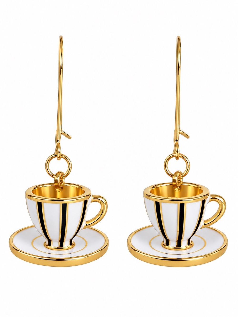 Mad Hatter Tea Party Alice in Wonderland Disney Striped Teacup & Saucer Earrings